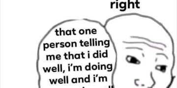 Meme of a person being encouraged and uplifted by someone’s words.