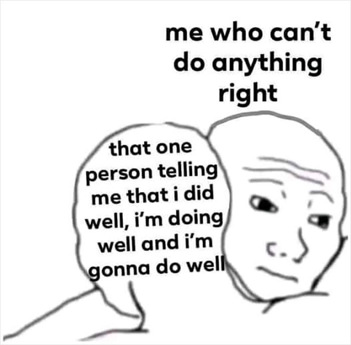 Meme of a person being encouraged and uplifted by someone’s words.