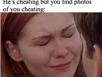 Woman crying after finding surprising photo on partner's phone.