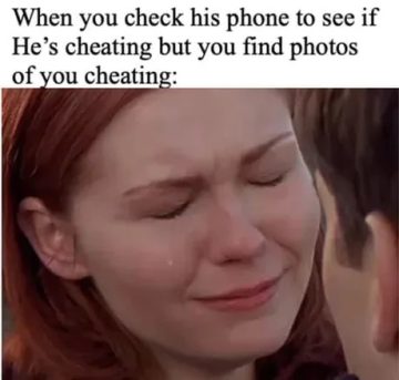 Woman crying after finding surprising photo on partner's phone.