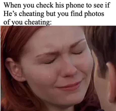 Woman crying after finding surprising photo on partner's phone.