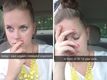 Teacher facepalms after classroom slip-up with wrong word.