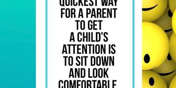 Smiley face background with a funny parenting quote.