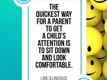 Smiley face background with a funny parenting quote.