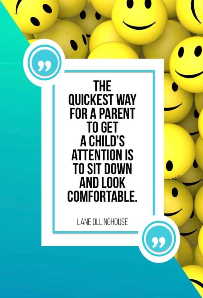Smiley face background with a funny parenting quote