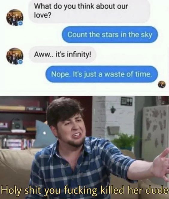 A brutal relationship text exchange with a savage twist.