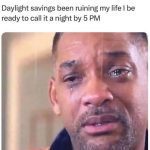 Man with tears in eyes due to daylight savings effect