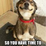 Smiling dog makes gagging noise to warn before puking.