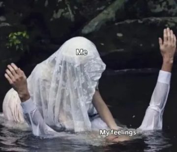 Image of someone struggling underwater labeled "Me" and "My feelings"