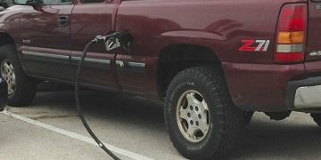 Truck drives away with gas pump still attached, epic fail moment.