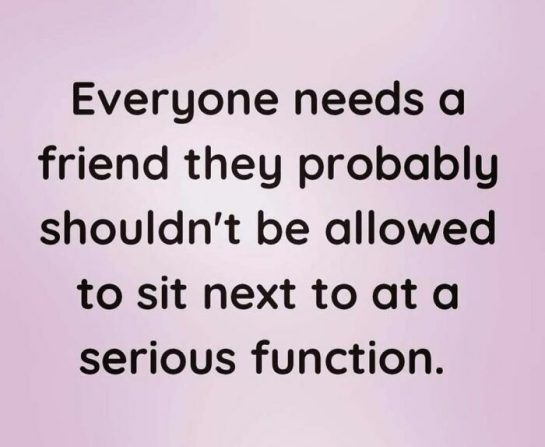 Humorous quote about sitting next to a friend at a serious event