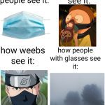 Funny meme showing different perspectives on wearing masks.