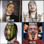 A meme showing four different humorous variations of Post Malone.