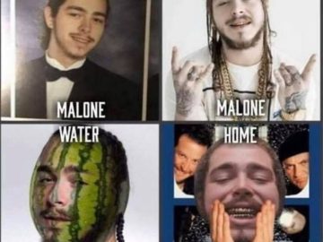 A meme showing four different humorous variations of Post Malone.