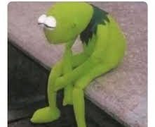 Kermit sitting with tired expression, captioned "I feel like I'm already tired tomorrow."