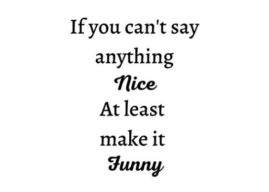 Meme with quote: If you can't say anything nice, make it funny