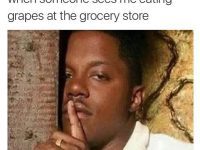 Man caught eating grapes sneakily at the grocery store