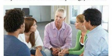 Group therapy session with Chad humorously claiming sobriety.