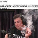 Person in a podcast setting pondering launching a car into space