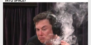 Person in a podcast setting pondering launching a car into space