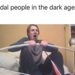 Person humorously using a bow to convey dark humor.