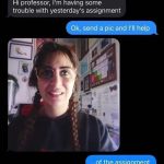 Student mistakenly sends selfie to professor instead of assignment.