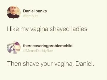 Funny Twitter exchange about shaving preferences with a savage comeback.