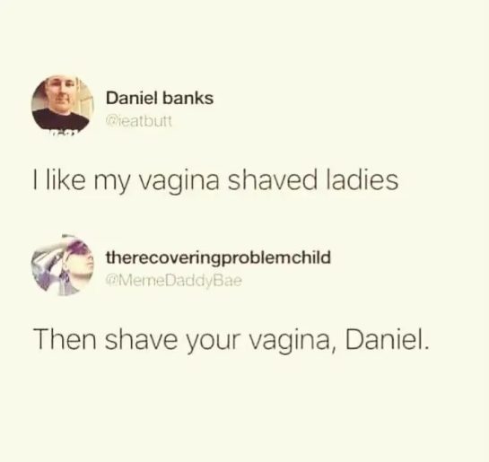 Funny Twitter exchange about shaving preferences with a savage comeback.