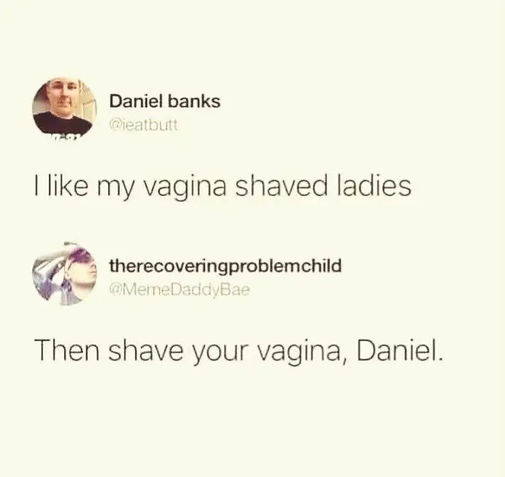 Funny Twitter exchange about shaving preferences with a savage comeback.