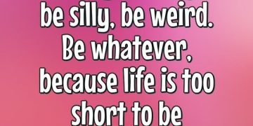 Bold text on pink background: Life's too short to be anything but happy.