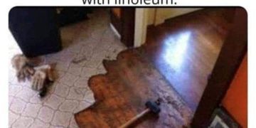 Meme comparing Boomer and Millennial flooring decisions with humor.