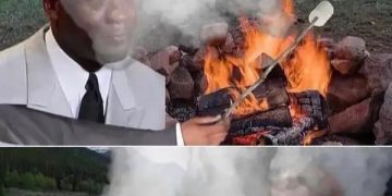 Meme depicting the struggle of getting smoke in your face at a campfire.