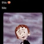 Cartoon character looking perplexed with caption about handling peach.