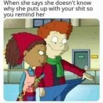 Cartoon characters in a humorous relationship reminder scene