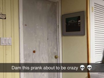 Ceiling with fake spikes prank in a room, ready for a scare.