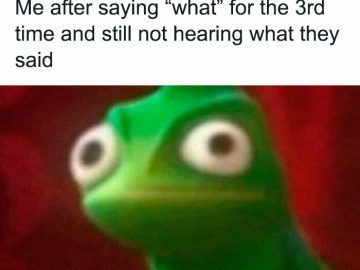 Blurry frog meme reacting to saying "what" multiple times.