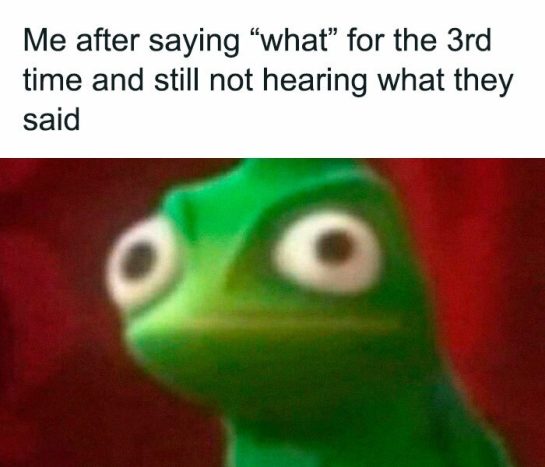 Blurry frog meme reacting to saying "what" multiple times.