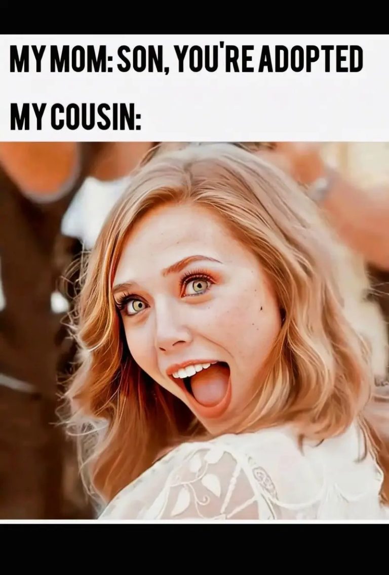 Surprised cousin reacting to unexpected adoption news