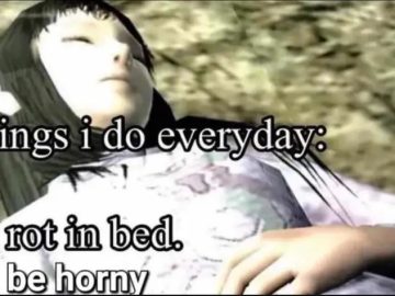 Woman lying down with text about relatable daily routines