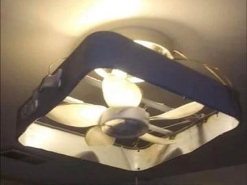 DIY fail with a ceiling fan attached to a light fixture humor.