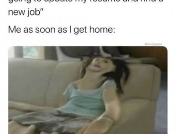 Meme of a person slouched on a couch after work plans fail.