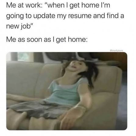 Meme of a person slouched on a couch after work plans fail.