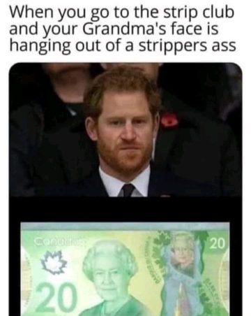 Man's awkward reaction to seeing Queen's face on cash at strip club.