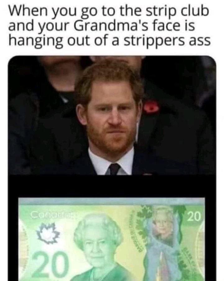 Man's awkward reaction to seeing Queen's face on cash at strip club.