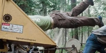 Person being pushed into a woodchipper labeled "me" with text "jumping to conclusions"