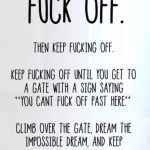 Humorous text urging dedication to f-off indefinitely