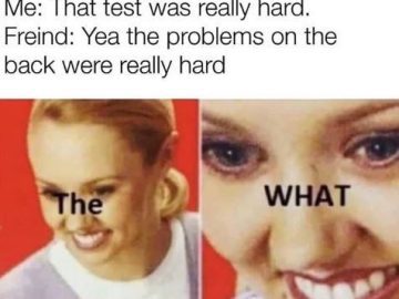 Student's hilarious reaction to missing the test's back page.