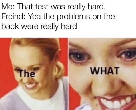 Student's hilarious reaction to missing the test's back page.