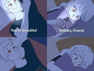 Comic of a boy texting a girl; she responds awkwardly in the friend zone.