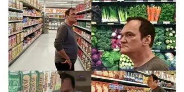 Person looking confused in grocery store without a list.